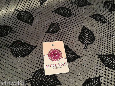 Leaf Print Spandex Velvet Sequinned - 2 way stretch Fabric-58" M16-16 Mtex - Image 7