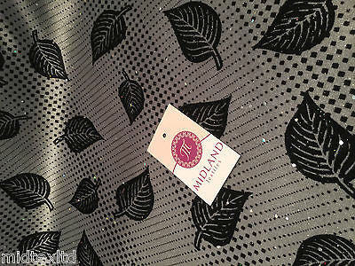 Leaf Print Spandex Velvet Sequinned - 2 way stretch Fabric-58" M16-16 Mtex - Image 8
