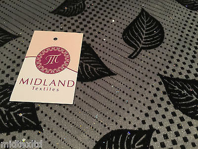 Leaf Print Spandex Velvet Sequinned - 2 way stretch Fabric-58" M16-16 Mtex - Image 9