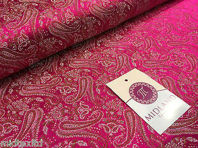 Metallic Paisley brocade Banarsi fabric 44" Wide M248 Mtex - Image 14