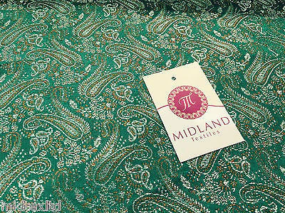 Metallic Paisley brocade Banarsi fabric 44" Wide M248 Mtex - Image 17