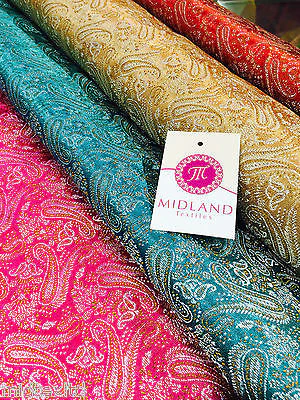 Metallic Paisley brocade Banarsi fabric 44" Wide M248 Mtex - Image 3
