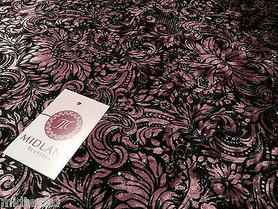 Ornamental Print two way Stretch Glitter Velour Velvet 58" M16-10 and M16-11 Mtex - Image 3