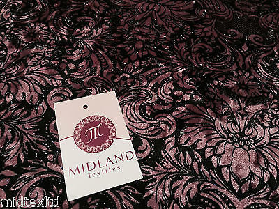 Ornamental Print two way Stretch Glitter Velour Velvet 58" M16-10 and M16-11 Mtex - Image 5