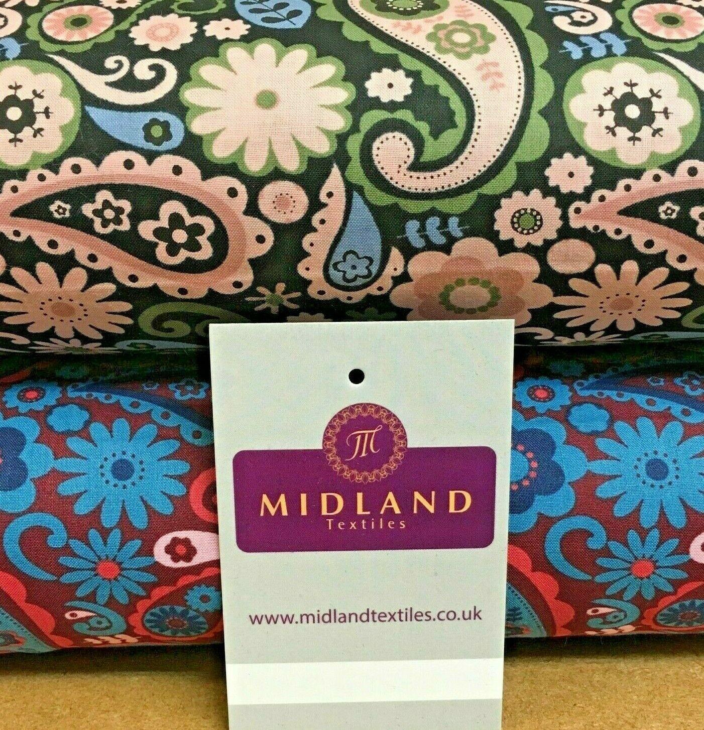 Paisley Floral Printed Cotton Lawn Dress Fabric 110cm MK1232 Mtex - Image 10