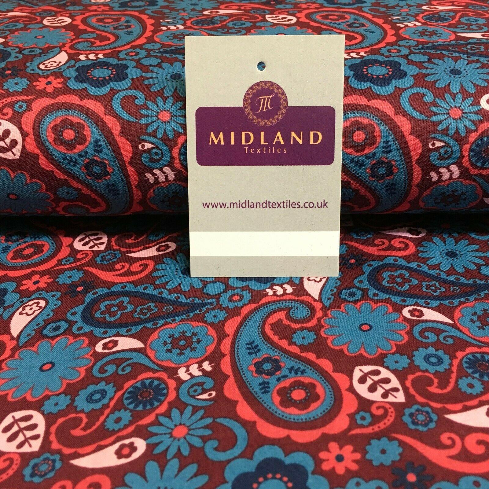 Paisley Floral Printed Cotton Lawn Dress Fabric 110cm MK1232 Mtex - Image 5