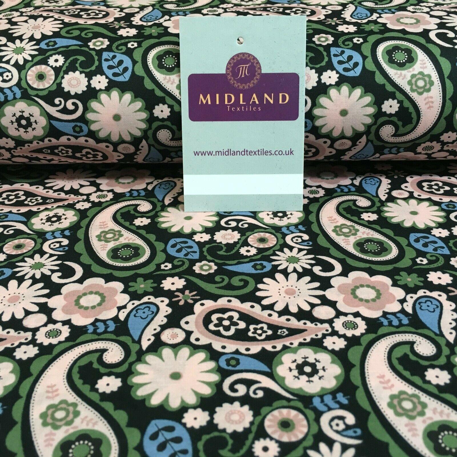 Paisley Floral Printed Cotton Lawn Dress Fabric 110cm MK1232 Mtex - Image 7