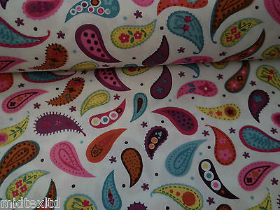 Paisley Print 100% Cotton Poplin Fabric, 45" Craft Cotton Wide M25 Mtex - Image 15