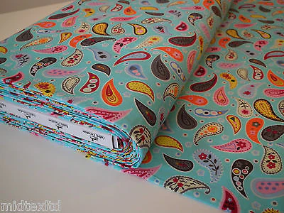 Paisley Print 100% Cotton Poplin Fabric, 45" Craft Cotton Wide M25 Mtex - Image 3