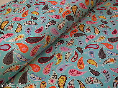 Paisley Print 100% Cotton Poplin Fabric, 45" Craft Cotton Wide M25 Mtex - Image 4
