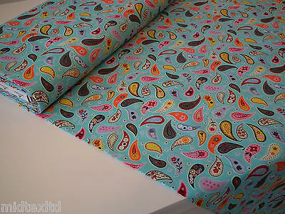 Paisley Print 100% Cotton Poplin Fabric, 45" Craft Cotton Wide M25 Mtex - Image 6