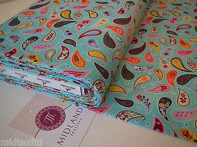 Paisley Print 100% Cotton Poplin Fabric, 45" Craft Cotton Wide M25 Mtex - Image 7