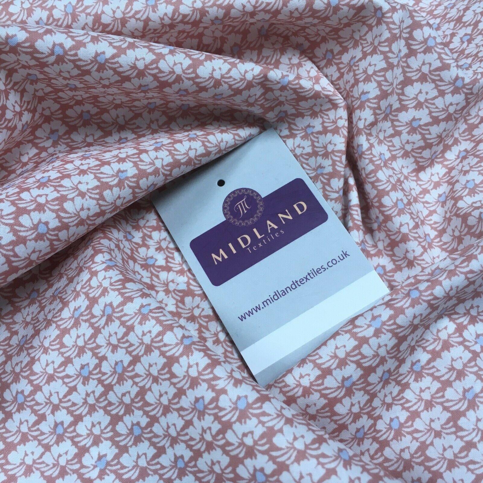 Peach Floral Ditsy Print Cotton Lawn Dress Fabric 150 cm MK1265 Mtex - Image 7