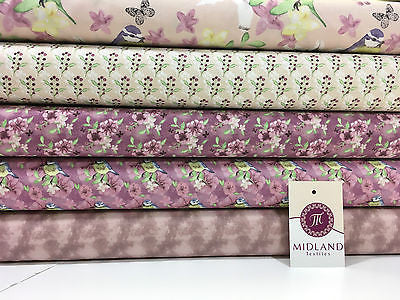 Pink Watercolour Floral 100% Cotton Craft & Patchwork fabric 44" Wide M561 Mtex - Image 3