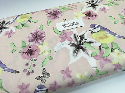Pink Watercolour Floral 100% Cotton Craft & Patchwork fabric 44" Wide M561 Mtex - Image 5