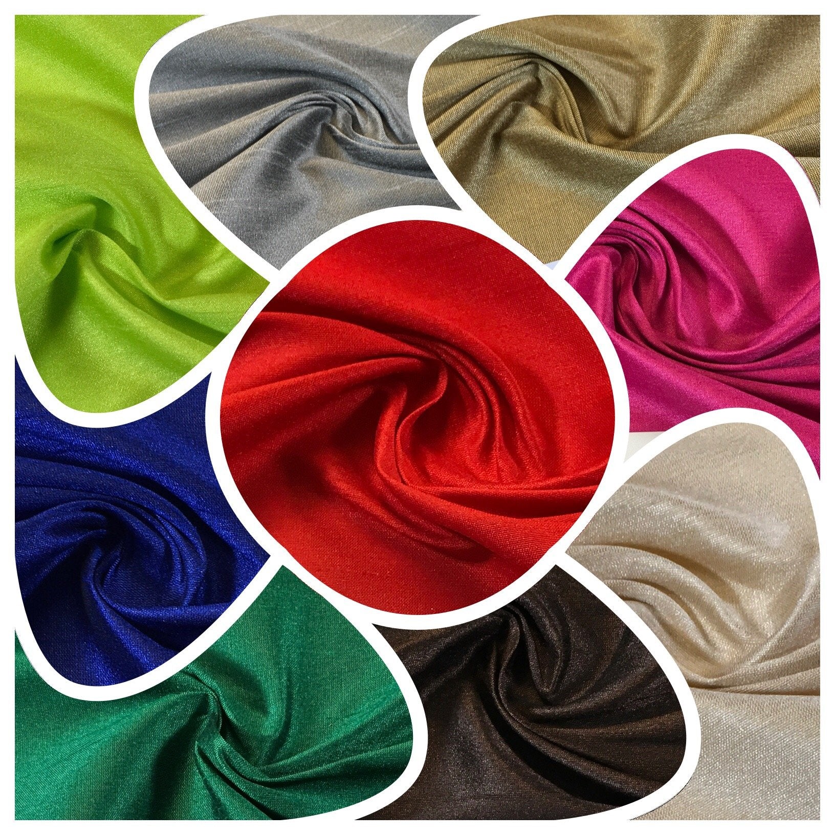 Faux Dupion Raw Silk Fabric - 100% Polyester Plain M410 - Image 90