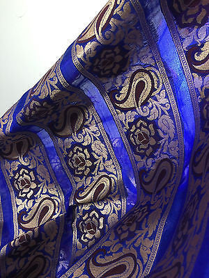 Pure Silk Indian Banarsi Floral Woven Golden Metallic Brocade 45" M260 Mtex - Image 10