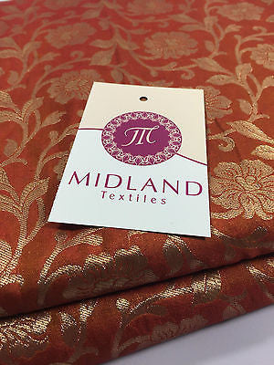 Pure Silk Indian Banarsi Floral Woven Golden Metallic Brocade 45" M260 Mtex - Image 15