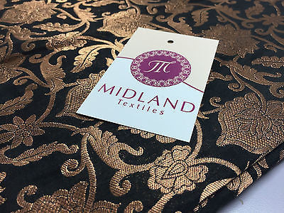 Pure Silk Indian Banarsi Floral Woven Golden Metallic Brocade 45" M260 Mtex - Image 22