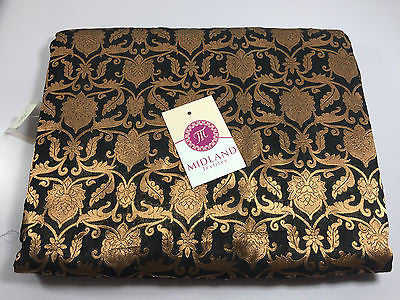 Pure Silk Indian Banarsi Floral Woven Golden Metallic Brocade 45" M260 Mtex - Image 23