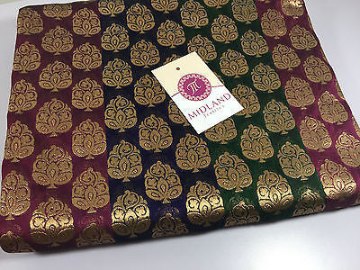 Pure Silk Indian Banarsi Floral Woven Golden Metallic Brocade 45" M260 Mtex - Image 27
