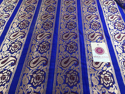 Pure Silk Indian Banarsi Floral Woven Golden Metallic Brocade 45" M260 Mtex - Image 4
