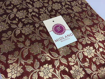 Pure Silk Indian Banarsi Floral Woven Golden Metallic Brocade 45" M260 Mtex - Image 40
