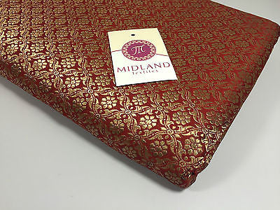 Pure Silk Indian Banarsi Floral Woven Golden Metallic Brocade 45" M260 Mtex - Image 41