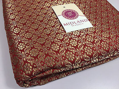 Pure Silk Indian Banarsi Floral Woven Golden Metallic Brocade 45" M260 Mtex - Image 43