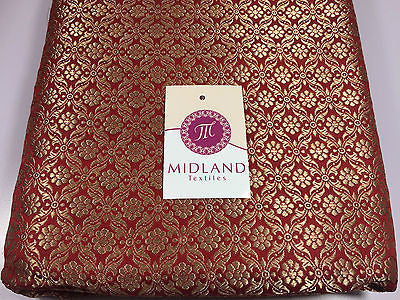 Pure Silk Indian Banarsi Floral Woven Golden Metallic Brocade 45" M260 Mtex - Image 46