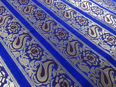 Pure Silk Indian Banarsi Floral Woven Golden Metallic Brocade 45" M260 Mtex - Image 5