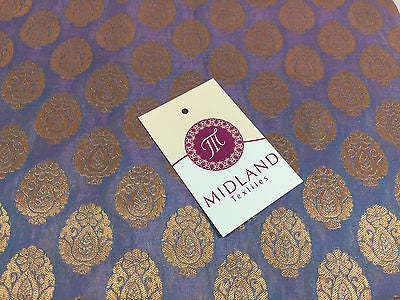 Pure Silk Indian Banarsi Floral Woven Golden Metallic Brocade 45" M260 Mtex - Image 50