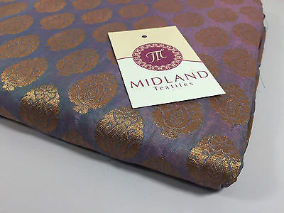 Pure Silk Indian Banarsi Floral Woven Golden Metallic Brocade 45" M260 Mtex - Image 52