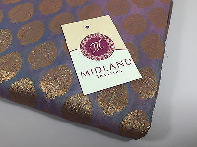 Pure Silk Indian Banarsi Floral Woven Golden Metallic Brocade 45" M260 Mtex - Image 53