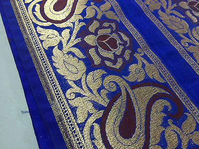 Pure Silk Indian Banarsi Floral Woven Golden Metallic Brocade 45" M260 Mtex - Image 6
