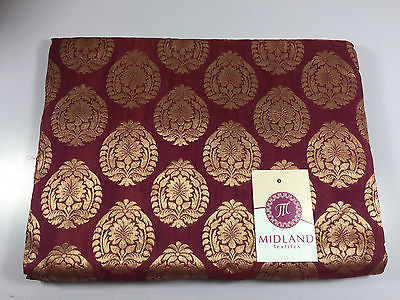 Pure Silk Indian Banarsi Floral Woven Golden Metallic Brocade 45" M260 Mtex - Image 61