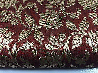 Pure Silk Indian Banarsi Floral Woven Golden Metallic Brocade 45" M260 Mtex - Image 66