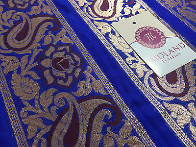 Pure Silk Indian Banarsi Floral Woven Golden Metallic Brocade 45" M260 Mtex - Image 7