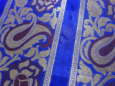 Pure Silk Indian Banarsi Floral Woven Golden Metallic Brocade 45" M260 Mtex - Image 8