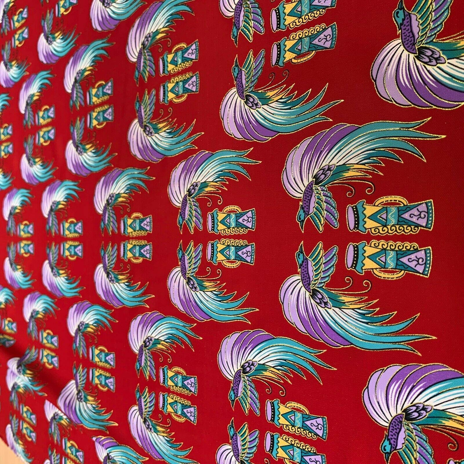 Red Birds Batik Papua printed with gold foil dress fabric 111 cm M145-75 Mtex - Image 5