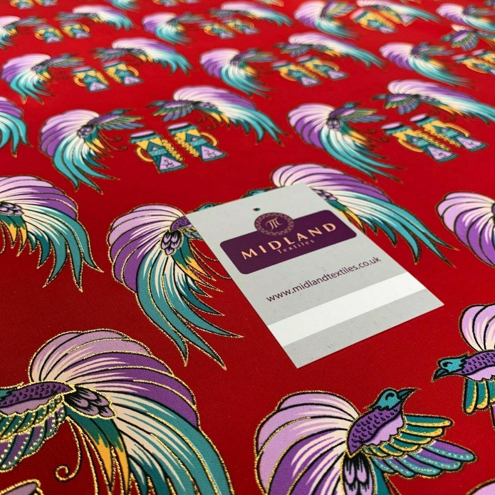 Red Birds Batik Papua printed with gold foil dress fabric 111 cm M145-75 Mtex - Image 6