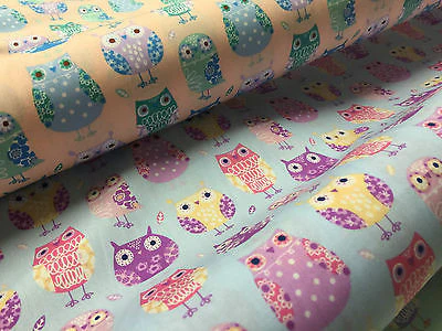 Retro Novelty Quirky Owl Printed 100% cotton Poplin Fabric 44" Wide  M529 Mtex - Image 3