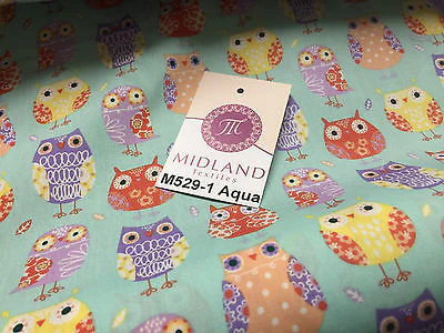 Retro Novelty Quirky Owl Printed 100% cotton Poplin Fabric 44" Wide  M529 Mtex - Image 4