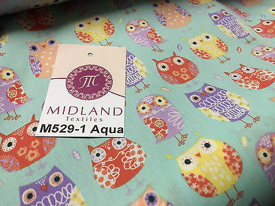 Retro Novelty Quirky Owl Printed 100% cotton Poplin Fabric 44" Wide  M529 Mtex - Image 5