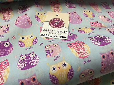 Retro Novelty Quirky Owl Printed 100% cotton Poplin Fabric 44" Wide  M529 Mtex - Image 6