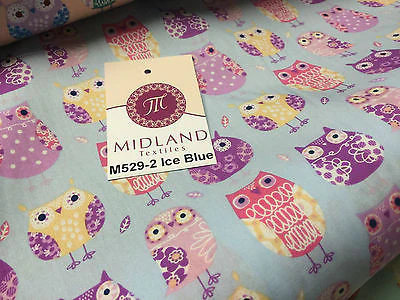 Retro Novelty Quirky Owl Printed 100% cotton Poplin Fabric 44" Wide  M529 Mtex - Image 7