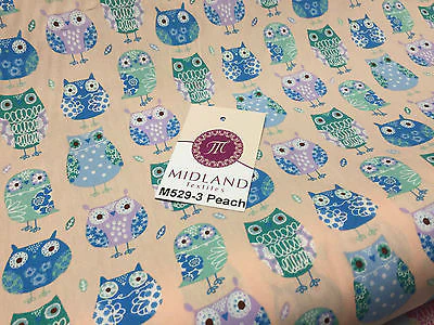 Retro Novelty Quirky Owl Printed 100% cotton Poplin Fabric 44" Wide  M529 Mtex - Image 8