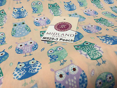 Retro Novelty Quirky Owl Printed 100% cotton Poplin Fabric 44" Wide  M529 Mtex - Image 9