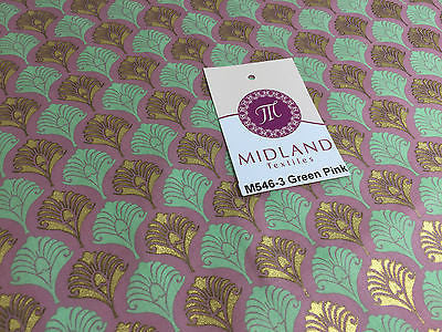 Retro Peacock Bird Feather Flower Fan Gold Lacquered Cotton Lawn Fabric 58" M546 - Image 17