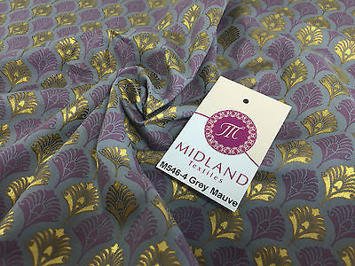 Retro Peacock Bird Feather Flower Fan Gold Lacquered Cotton Lawn Fabric 58" M546 - Image 21